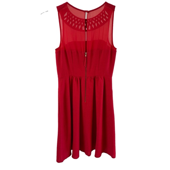 Maeve Anthropologie Sleeveless Red Lattice Neck Cotton Blend Midi Dress - Picture 2 of 15